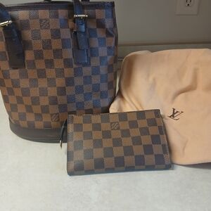 Louis Vuitton Dark Brown Checkered Bucket Purse